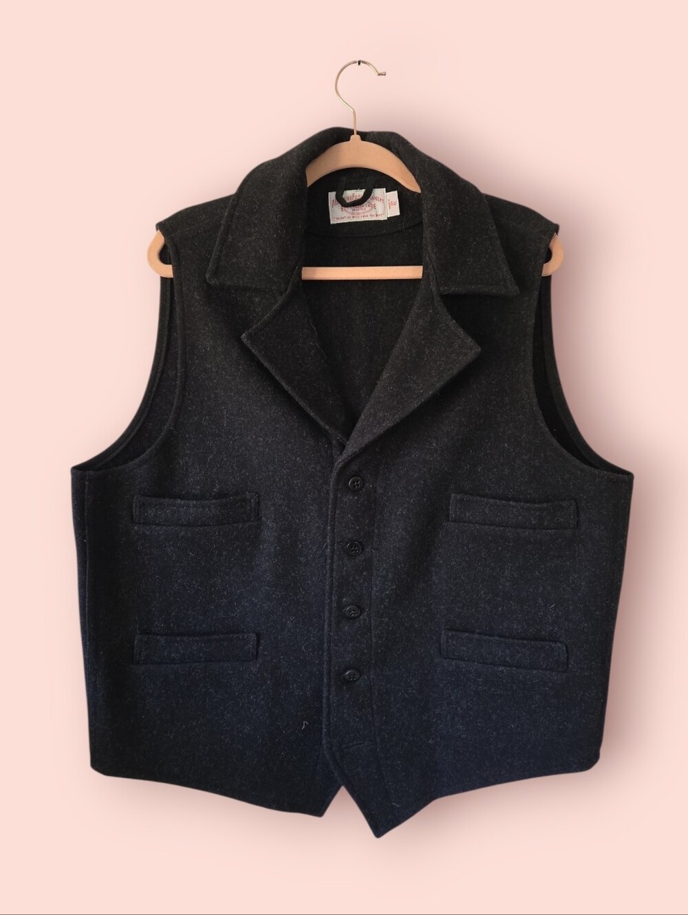 Filson Western Vest Size XL Mackinaw Black Wool